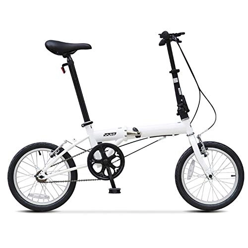 Folding Bike : GDZFY Compact Portable Adults Foldable Bike, Lightweight Mini Foldable Bicycle, Single Speed Folding Bike For Men Women White 16in