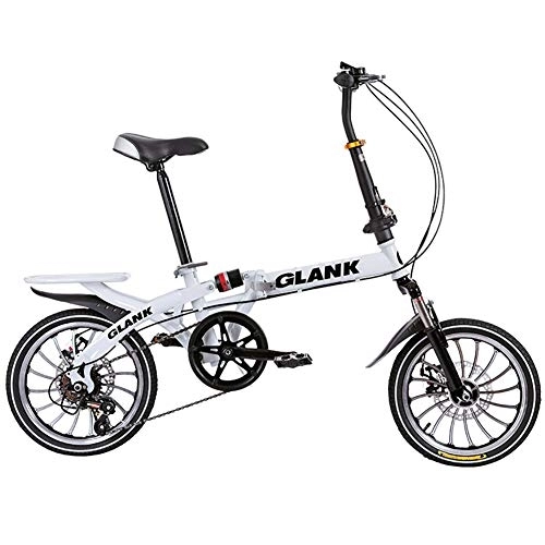 Folding Bike : GDZFY Folding Bike Lightweight Aluminum Frame, Full Suspension Folding City Bicycle 7 Speed, For Students Office Workers Urban Environment B 16in