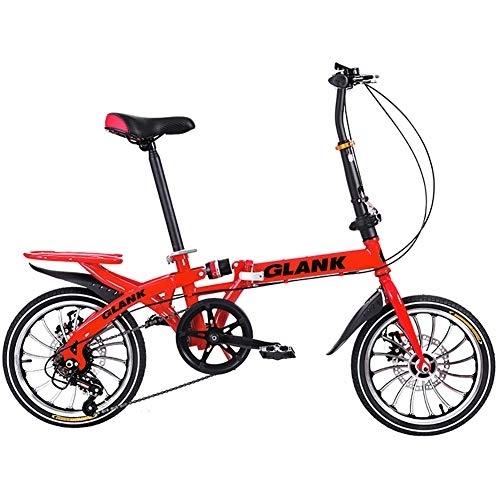 Folding Bike : GDZFY Folding Bike Lightweight Aluminum Frame, Full Suspension Folding City Bicycle 7 Speed, For Students Office Workers Urban Environment C 16in