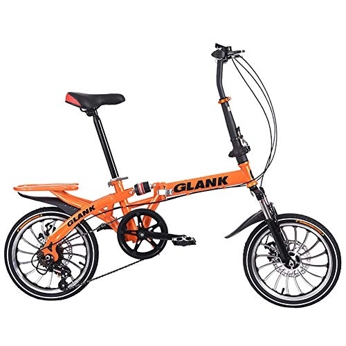 Folding Bike : GDZFY Folding Bike Lightweight Aluminum Frame, Full Suspension Folding City Bicycle 7 Speed, For Students Office Workers Urban Environment D 16in