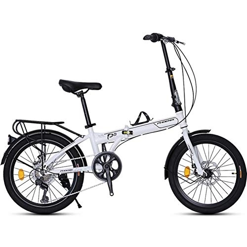 Folding Bike : GDZFY Lightweight Compact Foldable Bike, -Speed Adjustable Bicycle, Adult Folding City Bicycle 20in, For Students Office Workers D 20in