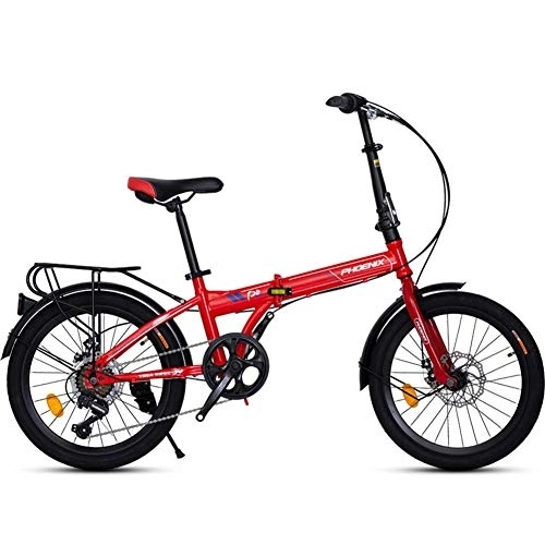 Folding Bike : GDZFY Lightweight Compact Foldable Bike, -Speed Adjustable Bicycle, Adult Folding City Bicycle 20in, For Students Office Workers E 20in