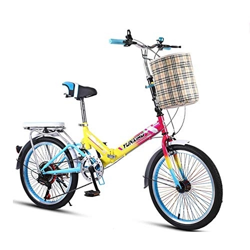 Folding Bike : GDZFY Portable Folding City Bicycle With Storage Basket, 20in Wheels Urban Environment, Transmission Mini Folding Bike Unisex B 16in