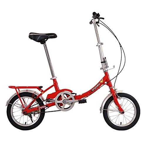 Folding Bike : GDZFY Students Adults Bicycle Urban Environment, Single Speed 14in Portable Folding City Bicycle, Mini Folding Bike With V Brake D 14in