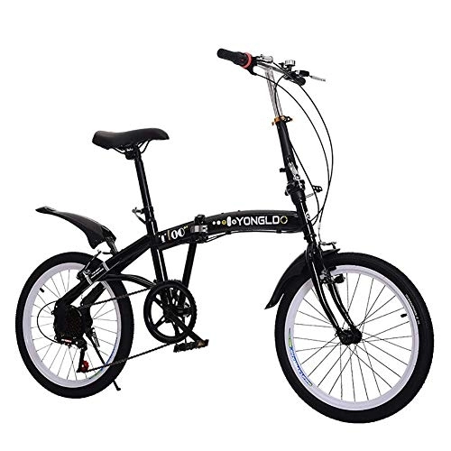 Folding Bike : GDZFY Urban Commuter, 7 Speed Lightweight Folding City Bicycle, Outdoor Foldable Bicycle For Adults, Portable Unisex Bike With V Brake C 18in