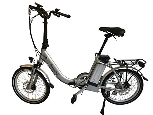 Folding Bike : GermanXia electric folding bike Mobilemaster Touring CH-15.6 7 G Shimano 20 inches with / without throttle grip, eTurbo of 250 watts and HR drive, up to 140 km range according to StVZO, Silver, Ohne Gasdrehgriff