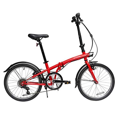 Folding Bike : GEXIN 20in 6 Speed ​​City Folding Mini Compact Bike, Bicycle Urban Commuter with Mudguard, V Brake
