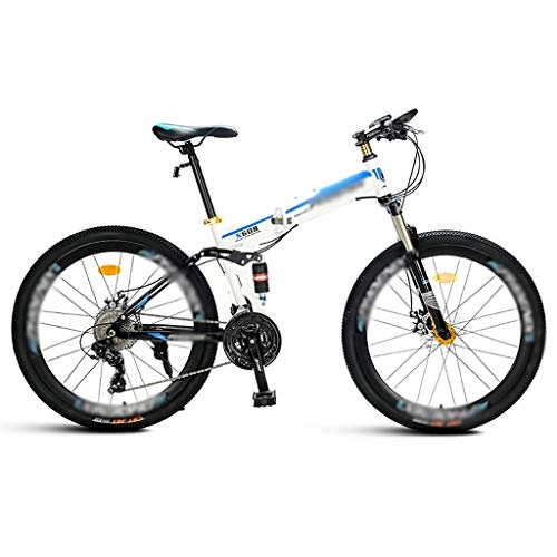 Folding Bike : GEXIN 21 Speed Folding Mountain Bike, 26-inch, Male and Female Students Double Shock Absorber, Foldable Bicycle Dual Disc Brakes