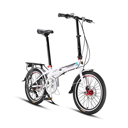 Folding Bike : GEXIN Folding Bike Commuter, Rear Rack, Folding 7 Speed Bike City Aluminum, Disc Brake, 20-Inch Wheels