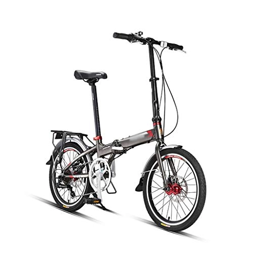 Folding Bike : GEXIN Folding Bike for Adults Men and Women, 7 Speed Lightweight Folding Bike with Double Disc Brake, Aluminum Alloy (20 inches)