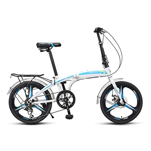 Folding Bike : GEXIN Lightweight High Carbon Steel Frame, 7-Speed Folding Bike with Double Disc Brake, 20-Inch