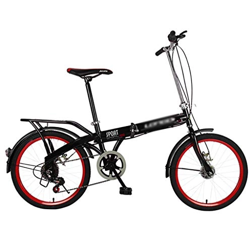 Folding Bike : GEXIN Portable ​​City Folding Bike, Mini Compact Bicycle Urban Commuter 20 inch 6 Speed Bike, High Carbon Steel Frame
