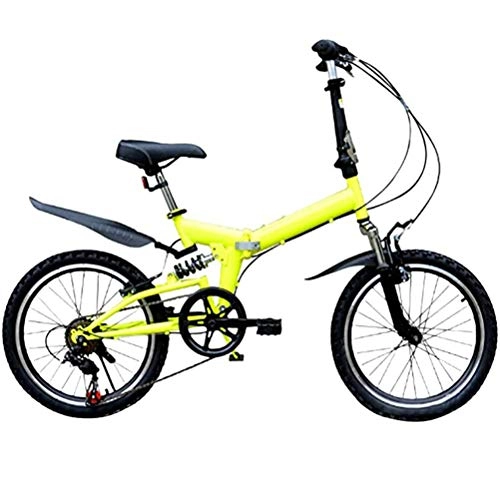 Folding Bike : GFYWZ 20 Inch Lightweight Folding Bike, City Compact Bike Bicycle, Outroad Mountain Bicycle Student Car for Adults Men and Women Female, Yellow