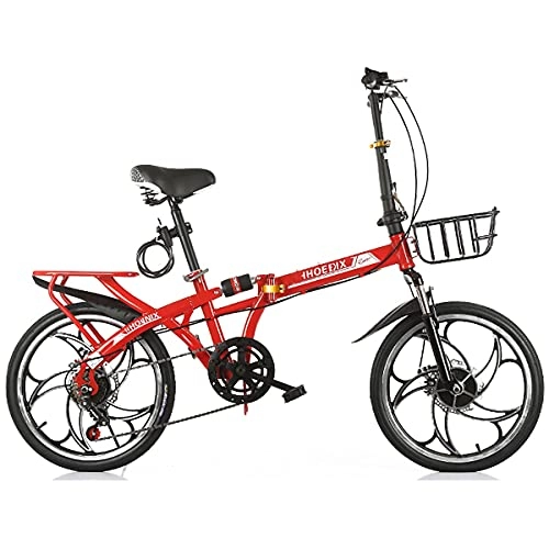 Folding Bike : GGXX 16 / 20 Inch Small Road Bicycles Folding Bicycle Male And Female Adults, Variable Speed, Ultra-Light And Portable, Double Shock-Absorbing Disc Brakes And One Wheel
