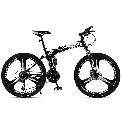 Folding Bike : GGXX 24 / 26 Inch Mountain Bike Portable Foldable High Carbon Steel Frame 21 / 24 / 27 Speed Variable Speed Bicycle Dual Disc Brake City Commuter Bike