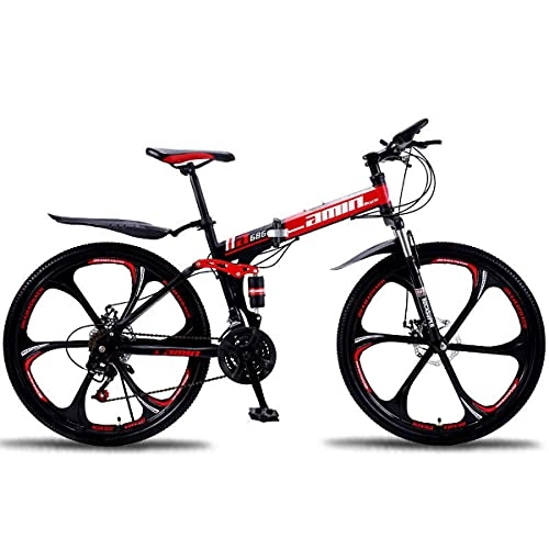 Folding Bike : GGXX Folding Mountain Bike 24 / 26 Inch Outdoor Sports Carbon Steel MTB Bicycle 21 / 24 / 27 / 30 Speed Equipped With Dual Shock Dual Disc Brake
