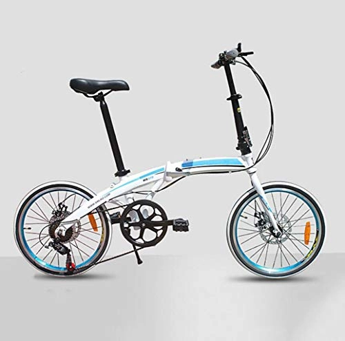 Folding Bike : GHGJU Bicycle 20 inch folding bicycle double disc brake aluminum alloy adult bicycle Suitable for everyday sports and cycling (Color : White)