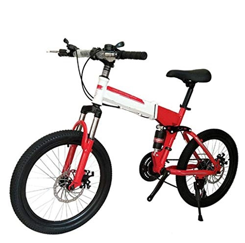 Folding Bike : GHGJU Bicycle 20 inch mountain bike folding double shock absorption adult student car Suitable for everyday sports and cycling (Color : Red)