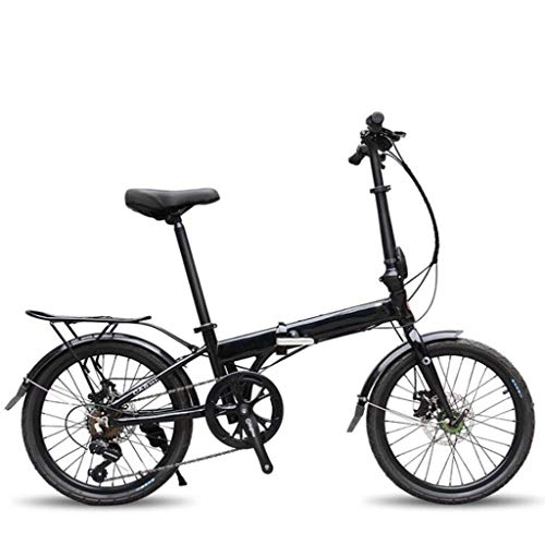 Folding Bike : GHGJU Bicycle aluminum alloy 20 inch folding bicycle speed bicycle folding bike mountain bike Suitable for everyday sports and cycling (Color : Black)