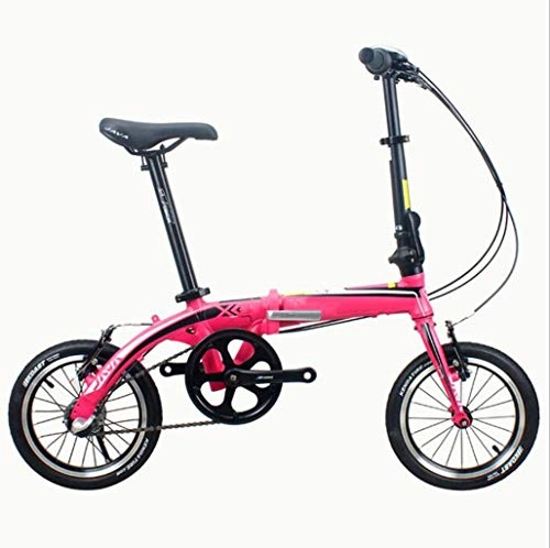 Folding Bike : GHGJU Bicycle folding bicycle aluminum folding bicycle inside three shift folding adult bicycle suitable for mountain roads and rain and snow roads This bicycle is collapsible (Color : Pink)