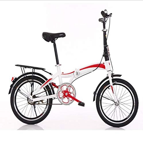 Folding Bike : GHGJU Bicycle portable mini bicycle folding bicycle variable speed bicycle damping for mountain roads and rain and snow roads This bicycle is foldable (Color : White, Size : 16inch)