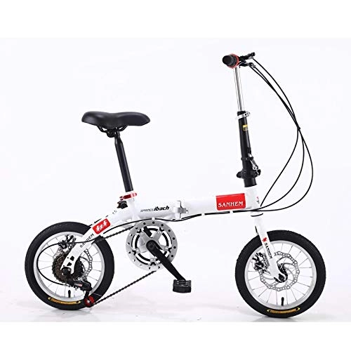 Folding Bike : GiIiv Adult male and female children student portable folding bicycle shift the bicycle disc brake (Color : Black Variable speed, Size : 16 inch)