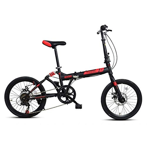 Folding Bike : Giow Folding Bicycle 20 Inch Variable Speed Damping Male And Female Students Commuting Bicycle Adult 7 Speed 8 Speed Road Bike (Color : Black, Size : 20in)