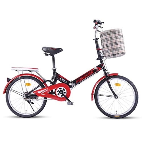 Folding Bike : Giow Folding Bicycle Adult Male And Female 20 Inch Small Mini Student Bicycle Youth Commuter Car Road Cycling (Color : Red, Size : 20in)