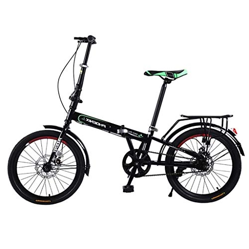 Folding Bike : Giow Folding Bicycle Adult Portable Bicycle 20 Inch Variable Speed Bicycle Male And Female Students Commuter Car Adult Road Bike (Color : Black-A, Size : 20in)