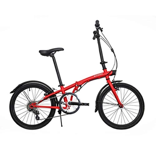 Folding Bike : Giow Folding Bicycle Adult Variable Speed Light Travel Bicycle 20 Inch Road Cycling Bicycle Student Commuter Car (Color : Red, Size : 20in)