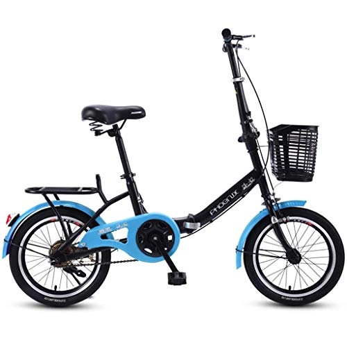 Folding Bike : Giow Folding Bicycle child Bicycle adult Outdoor Bicycle 20 Inch Male And Female Students With The Same Car Road Bike (Color : Blue, Size : 20in)