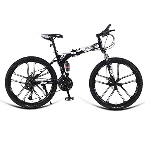 Folding Bike : Giow Folding Mountain Bike 24in Speed Sports Car Adult Off-road Vehicle Road Racing Male And Female Students Youth Bicycle (Color : Black-B, Size : 24in)