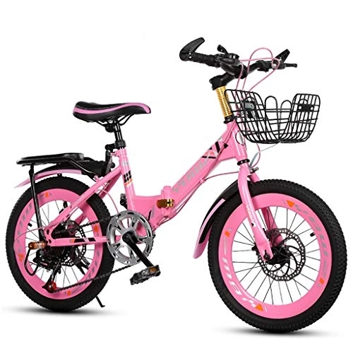 Folding Bike : GJ 18 / 20 / 22 Inch Lightweight Folding Bicycles, Small Portable Bicycles For Boys And Girls, Mountain Bikes With Variable Speed And Shockproof, 2 Colors (Color : B, Size : 18inch)
