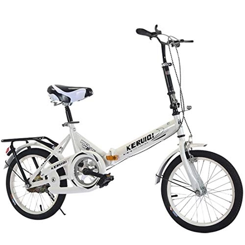 Folding Bike : GJNWRQCY 20 Inch Lightweight Mini Folding Bike Small Portable Bicycle, Adult Female Folding Bicycle Student Car for Adults Men and Women, White