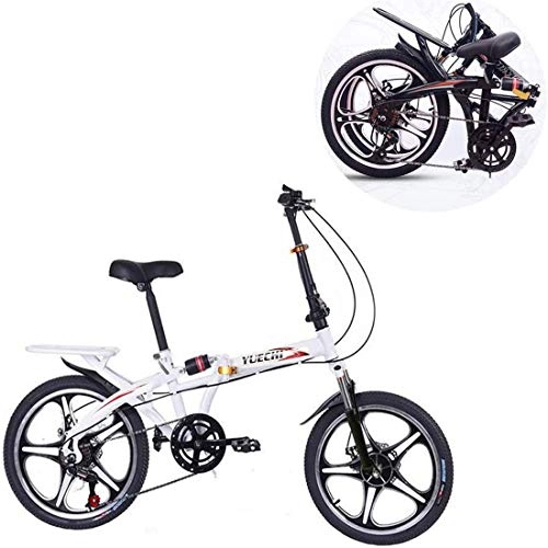 Folding Bike : GJNWRQCY Folding Bike, Adults Lightweight Foldable 20 Inch Sports Bicycle, College Students Cycling Bike in Campus, White