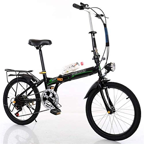 Folding Bike : GJNWRQCY Ultralight Foldable Bicycle 20 Inch Portable Adult Folding Bike, To Work School And Commute Men And Women City Cycling, Black