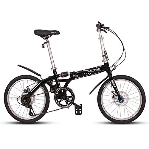 Folding Bike : GJZM Adults Unisex Folding Bikes, 20" 6 Speed High-carbon Steel Foldable Bicycle, Lightweight Portable Double Disc Brake Folding City Bike Bicycle, Pink