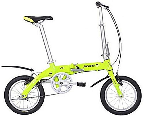 Folding Bike : GJZM Unisex Folding Bike 14 Inch Mini Single-Speed Urban Commuter Bicycle Foldable Compact Bicycle with Front and Rear Fenders Yellow-Yellow