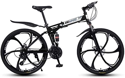 Folding Bike : GMZTT Unisex Bicycle Lightweight Folding Variable Speed 26 Inch Mountain Bicycle, High-carbon steel Frame Bikes Dual Disc Brake Bicycle, 21-24 - 27 Speeds, Black, 24speed
