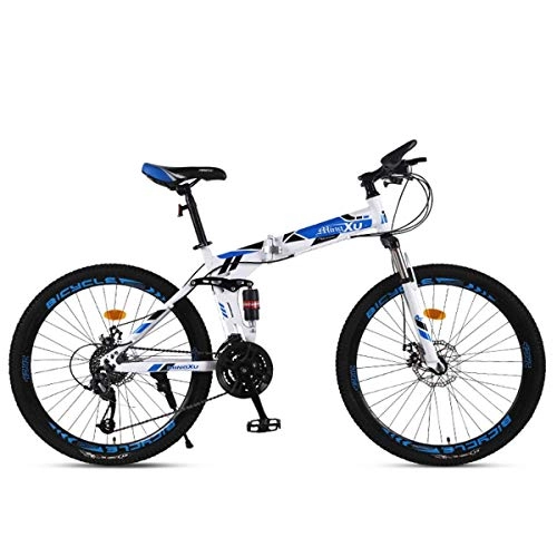 Folding Bike : GOHHK Lightweight Mountain Bike 21 / 24 / 27 Speed Steel Frame 27.5 Inches 3-Spoke Wheels Dual Suspension Folding Bike for Adult Children Travel Outdoor Bike
