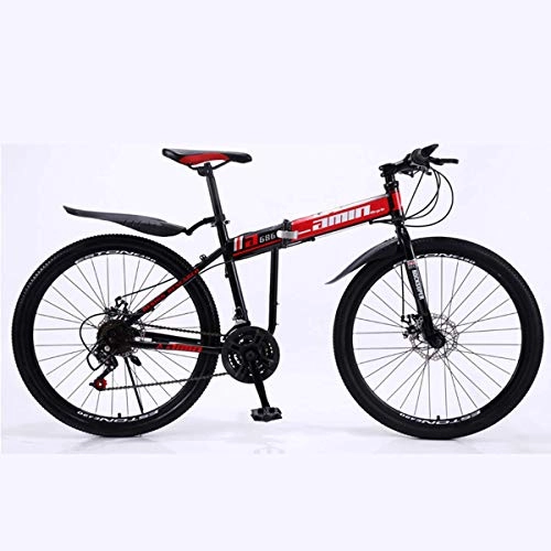 Folding Bike : GOHHK Lightweight Mountain Bike 30 Speed Steel Frame 26 Inches 3-Spoke Wheels Dual Suspension Folding Bike Travel Outdoor Bike
