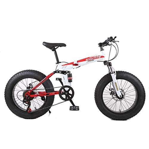 Folding Bike : GOHHK Lightweight Mountain Bike for Adult Children, 7 / 21 / 24 / 27 / 30 Speed Steel Frame, 4.0" Fat Tyres Spoke Wheels Suspension Folding Bike Travel Outdoor Bike
