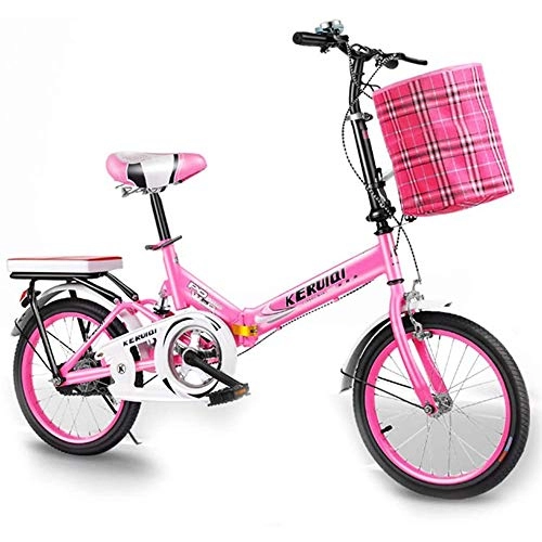 Folding Bike : GOLDGOD 20 Inch Portable Folding Bike, Easy To Install Ultra Light Bicycle with Anti-Skid Tires And High-Carbon Steel Frame Bike for Adult Child Student (Height 135-175cm), Pink