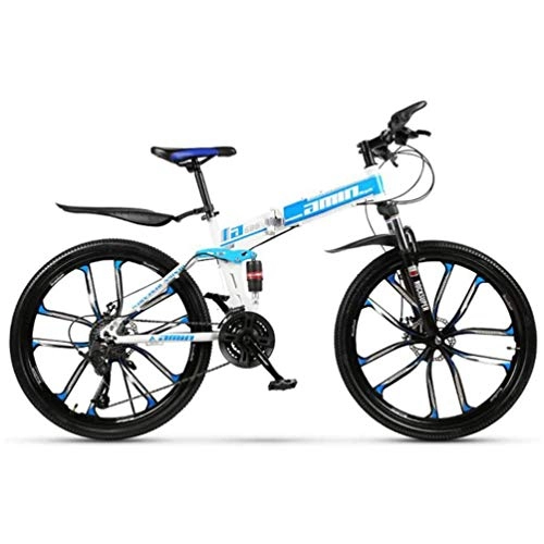 Folding Bike : GOLDGOD 27 Speed Mountain Bike, 26 Inch Mtb Bicycle for Adults with Full Suspension And Mechanical Disc Brake Quick Folding Mountain Bicycle Strong And Sturdy