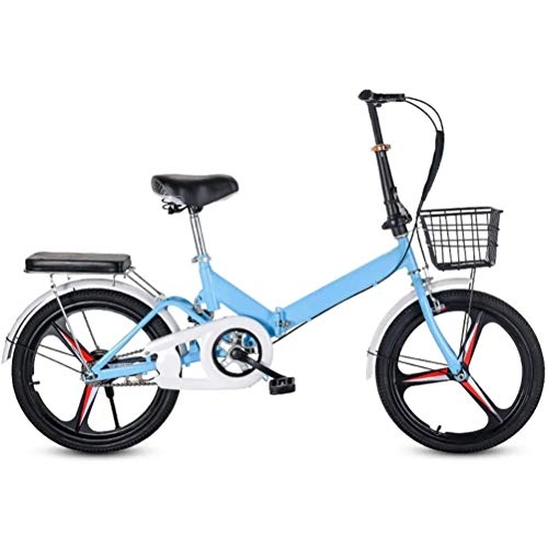 Folding Bike : GOLDGOD Men's And Women's Folding Bike 20 Inch Adult Single Speed Foldable Bicycle Shock Absorption Portable Commuter City Bicycle with Rear Rack One-Piece Wheels