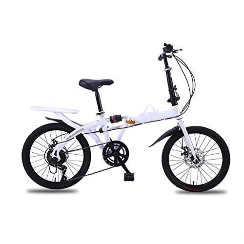 Folding Bike : GOUTUIZI Unisex Folding Bike, Variable Speed, 20 Inch, Road Bike, White