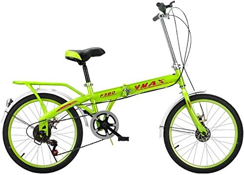Folding Bike : Green Folding Bike Ultralight Portable 16 / 20 Inches Single Speed Adult Children Bicycle (Size : 16inch)