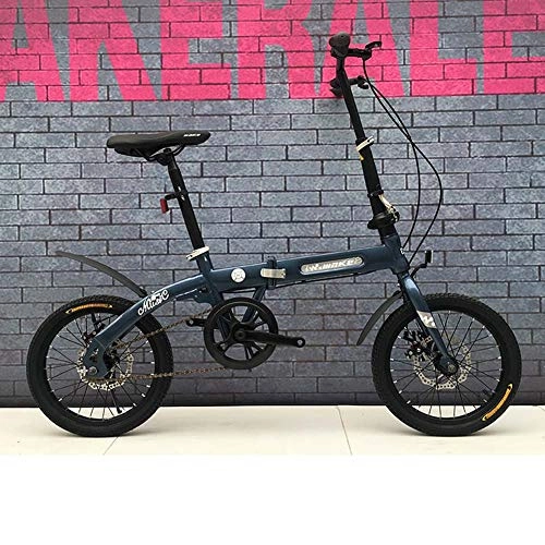 Folding Bike : Grimk City Bike Unisex Adults Folding Mini Bicycles Lightweight For Men Women Ladies Teens Classic Commuter With Adjustable Handlebar & Seat, aluminum Alloy Frame, single-speed - 16 Inch Wheels, Blue
