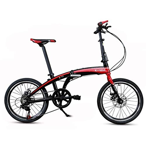 Folding Bike : GRXXX Folding Bicycle Portable Ultra Light Aluminum Alloy 20 inch Children's Women's, Red-20 inches
