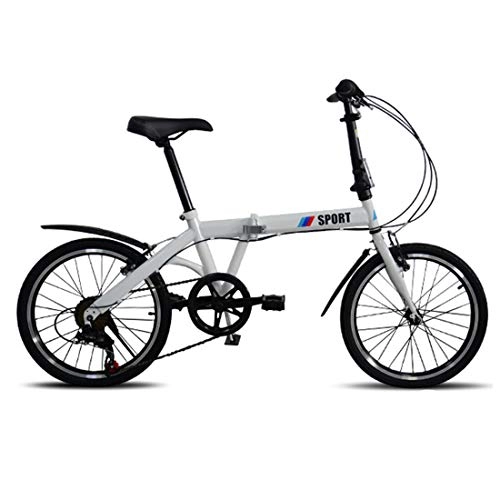 Folding Bike : GRXXX Mountain Bike Bicycle Speed Student Off-road Racing Adult Men and Women 20 inch, White-20 inches